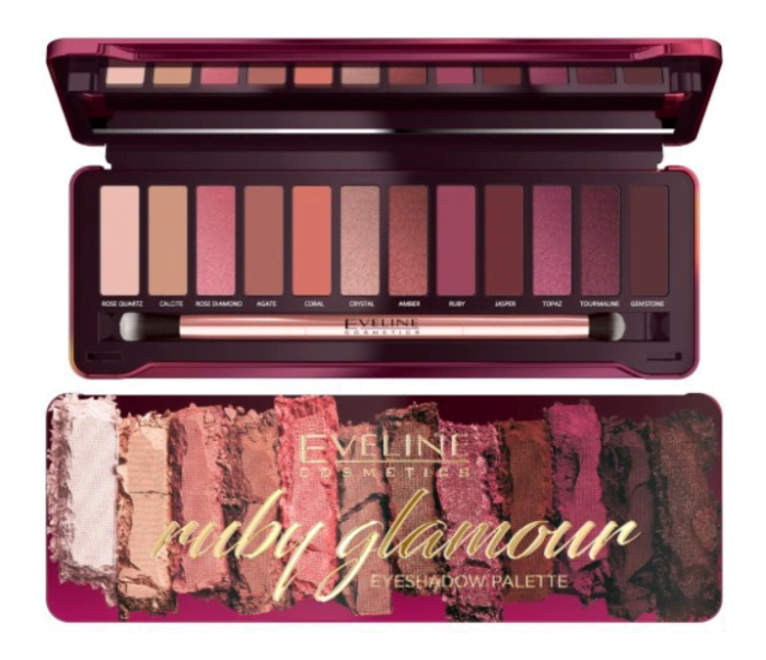 EVELINE Cosmetics Ruby Glamour paleta cienie do powiek 12 kolorów Cienie do oczu