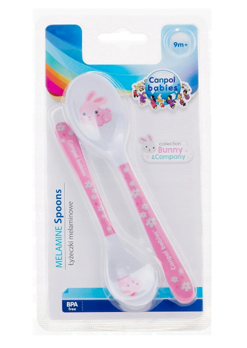 CANPOL melaminowe łyżki do karmienia, mała i duża, króliczek Miski i sztućce CANPOL melaminowe łyżki do karmienia, mała i duża, króliczek Miski i sztućce