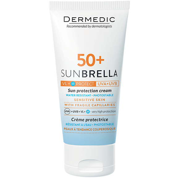 DERMEDIC Sunbrella SPF50+ krem ochronny do skóry wrażliwej i naczynkowej 50ml OPALANIE