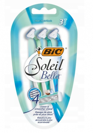 BIC Miss Soleil Bella, maszynka do golenia z 4 ostrzami, 3 sztuki Depilacja
