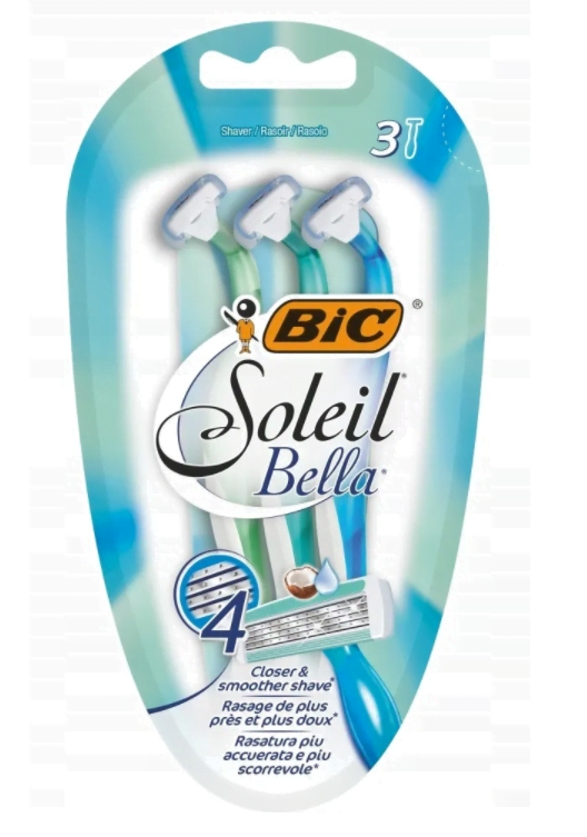 BIC Miss Soleil Bella, maszynka do golenia z 4 ostrzami, 3 sztuki Golenie i Depilacja