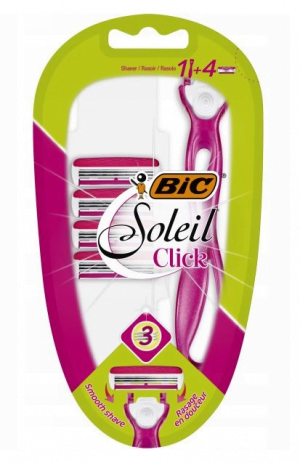 BIC Miss Soleil Click, maszynka do golenia z 3 ostrzami, 4 wkłady Depilacja