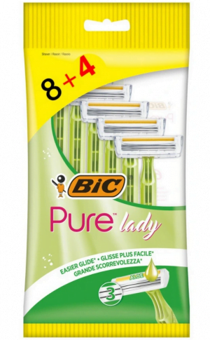 BIC Pure Lady zielona maszynka do golenia z 3 ostrzami, 12 sztuk Depilacja