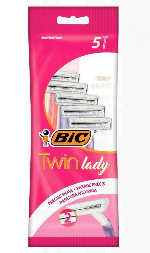BIC Twin Lady jednorazowa maszynka do golenia z 2 ostrzami, 5 sztuk Depilacja BIC Twin Lady jednorazowa maszynka do golenia z 2 ostrzami, 5 sztuk Depilacja