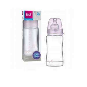 LOVI Diamond Glass szklana butelka do karmienia, 250ml, 3+ wolny, różowa wstążeczka Butelki i Kubki