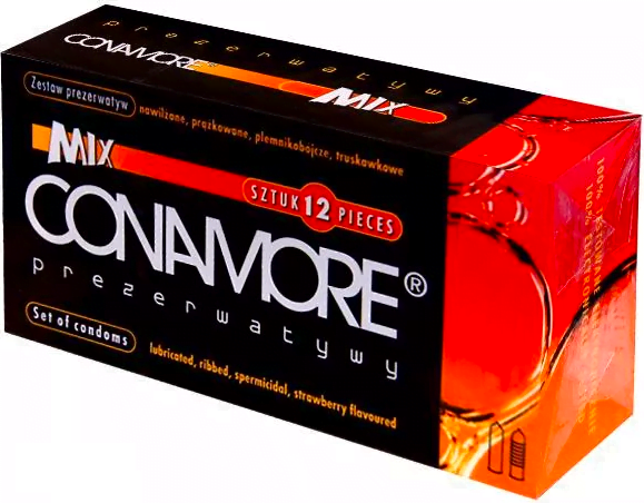 Prezerwatywy CONAMORE MIX prezerwatyw 12 sztuk EROTYKA Conamore Mix prezerwatywy zestaw 12 sztuk