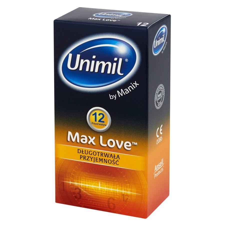 Unimil Max Love prezerwatywy z benzokainą 12 sztuk