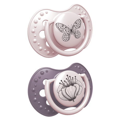 LOVI Smoczek dynamiczny 18m+ Botanic Girl 2 sztuki Uspokajające Lovi Botanic Girl smoczek dynamiczny 18m+ 2 sztuki