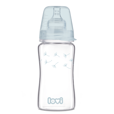LOVI Diamond Glass butelka do karmienia 250ml Botanic 3m+ Butelki Lovi Diamond Glass butelka szklana Botanic 250ml