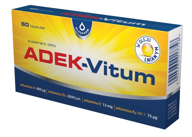 ADEK-Vitum witamina A, D, E, K, w oleju lnianym 60 kapsułek
