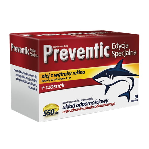 PREVENTIC EXTRA Olej z wątroby rekina 60 kapsułek ODPORNOŚĆ