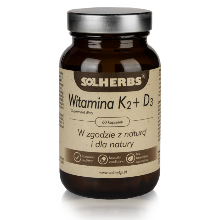 SOLHERBS Witamina D3 + K2 MK-7 60 kapsułek STAWY, MIĘŚNIE I KOŚCI