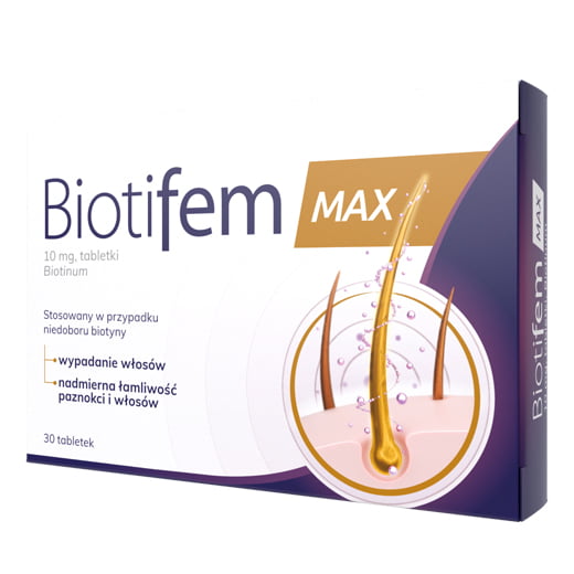 BIOTIFEM Max - biotyna 10mg przeciw wypadaniu włosów 30 tabletek