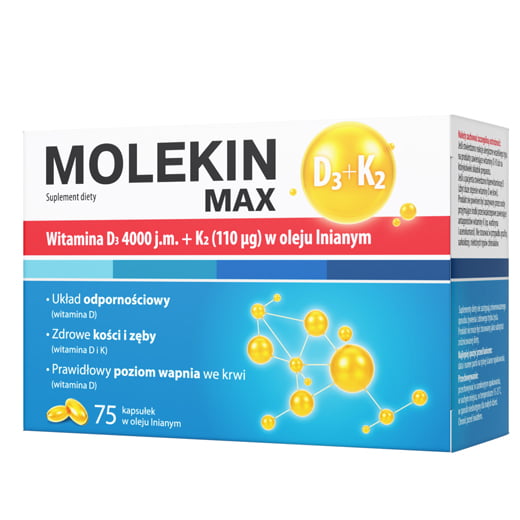 MOLEKIN MAX 4000j.m. witamina D3+K2 75 kapsułek w oleju lnianym