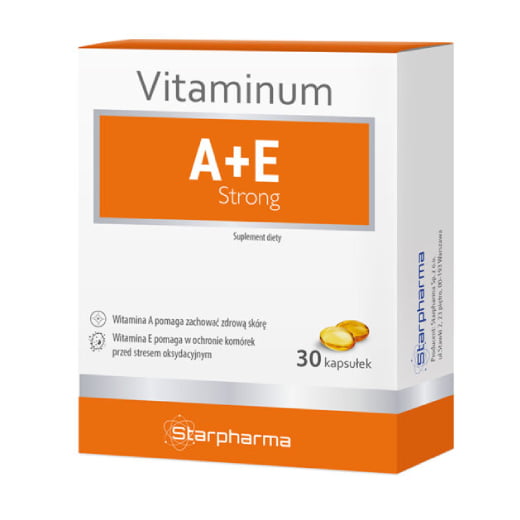 Starpharma Vitaminum A+E Strong 30 kapsułek SKÓRA, WŁOSY I PAZNOKCIE Vitaminum A+E Strong 30 kapsułek