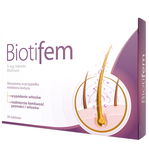 BIOTIFEM - biotyna 5mg przeciw wypadaniu włosów 30 tabletek