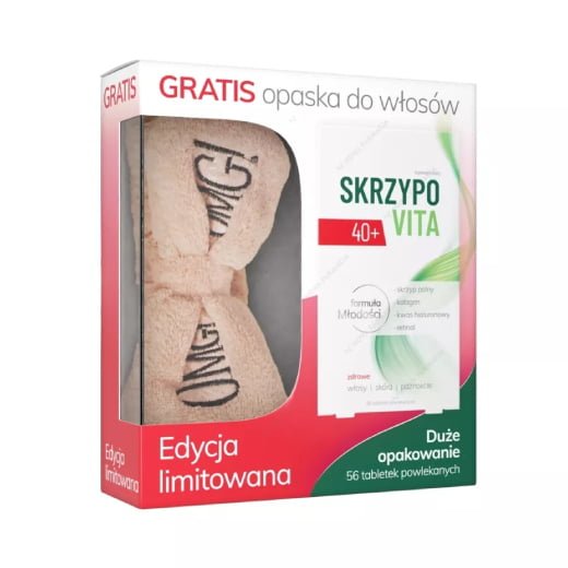 Skrzypovita 40+ 56 tabletek powlekanych + opaska do włosów SKÓRA, WŁOSY I PAZNOKCIE Skrzypovita 40+ 56 tabletek powlekanych + opaska do włosów