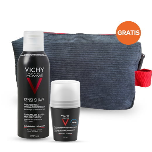 VICHY HOMME Zestaw – Pianka do golenia 200ml +Antyperspirant 48h 50ml+ Kosmetyczka