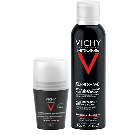 VICHY HOMME Zestaw – Pianka do golenia 200ml + Antyperspirant 48h 50ml