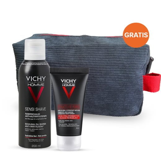 VICHY HOMME Zestaw – Pianka do golenia 200ml +Krem przeciwzmarszczkowy 50ml+ Kosmetyczka