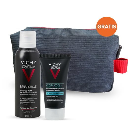 VICHY HOMME Zestaw – Pianka do golenia 200ml +Żel nawilżający 50ml+ Kosmetyczka