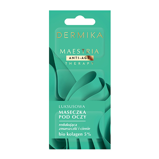 DERMIKA Maestria Luksusowa maseczka pod oczy redukująca zmarszczki i cienie, bio kolagen 5%, 3×1,5ml