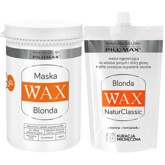 WAX Pilomax Maska regenerująca Blonda do włosów jasnych 480ml+50ml Zestaw WAX