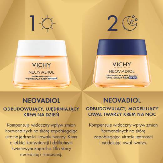 Vichy Neovadiol Kompleks Uzupełniający – Kremy Odbudowujące na Dzień 50ml i Modelujący na Noc dla Kobiet 50ml KREMY I SERUM DO TWARZY Vichy Neovadiol Kompleks Uzupełniający – Kremy Odbudowujące na Dzień 50ml i Modelujący na Noc dla Kobiet 50ml KREMY I SERUM DO TWARZY