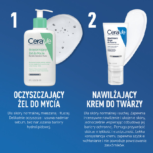 CeraVe Oczyszczającym żel do mycia 236ml+ Nawilżający krem do twarzy 52ml Zestaw Dermokosmetyków OCZYSZCZANIE TWARZY CeraVe Oczyszczającym żel do mycia 236ml+ Nawilżający krem do twarzy 52ml Zestaw Dermokosmetyków OCZYSZCZANIE TWARZY