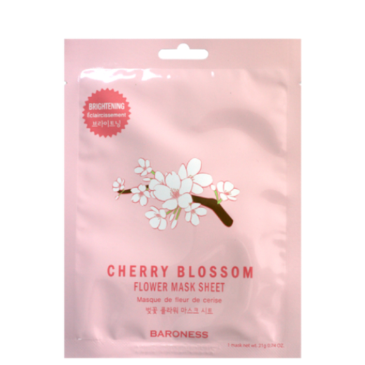 BARONESS Rozświetlająca maska w płachcie z ekstraktem z kwiatu wiśni 21g