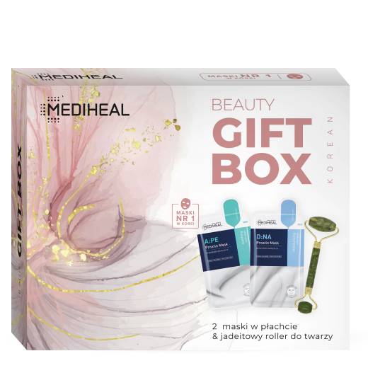 Mediheal Gift Box Maski w płachcie 2 sztuki i Jadeitowy roller do twarzy Zestaw