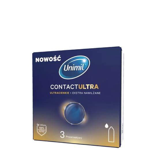 UNIMIL Contact Ultra Ultracienkie prezerwatywy nawilżane lateksowe 3 sztuki PREZERWATYWY UNIMIL Contact Ultra Ultracienkie prezerwatywy nawilżane lateksowe 3 sztuki