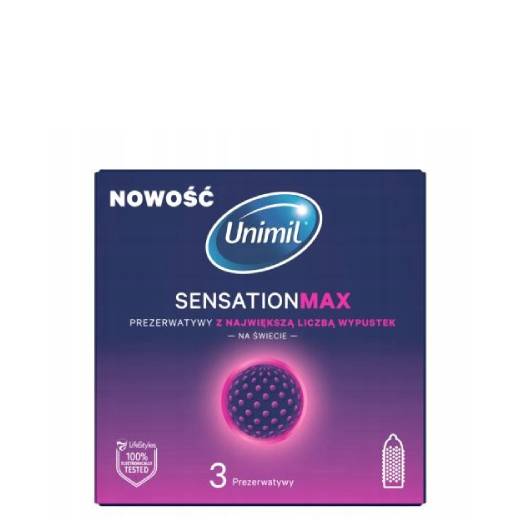 UNIMIL Sensation Max Prezerwatywy lateksowe z wypustkami 3 sztuki PREZERWATYWY UNIMIL Sensation Max Prezerwatywy lateksowe z wypustkami 3 sztuki
